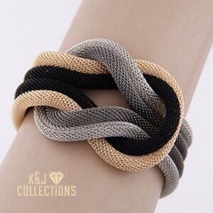 Knotted Black Silver and Gold Bracelet Accessory